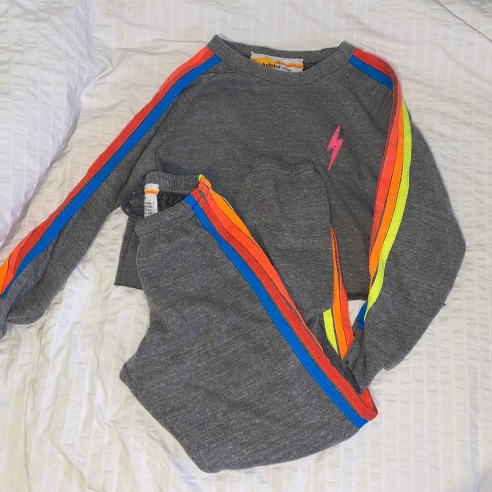 Aviator nation grey neon stripe pair